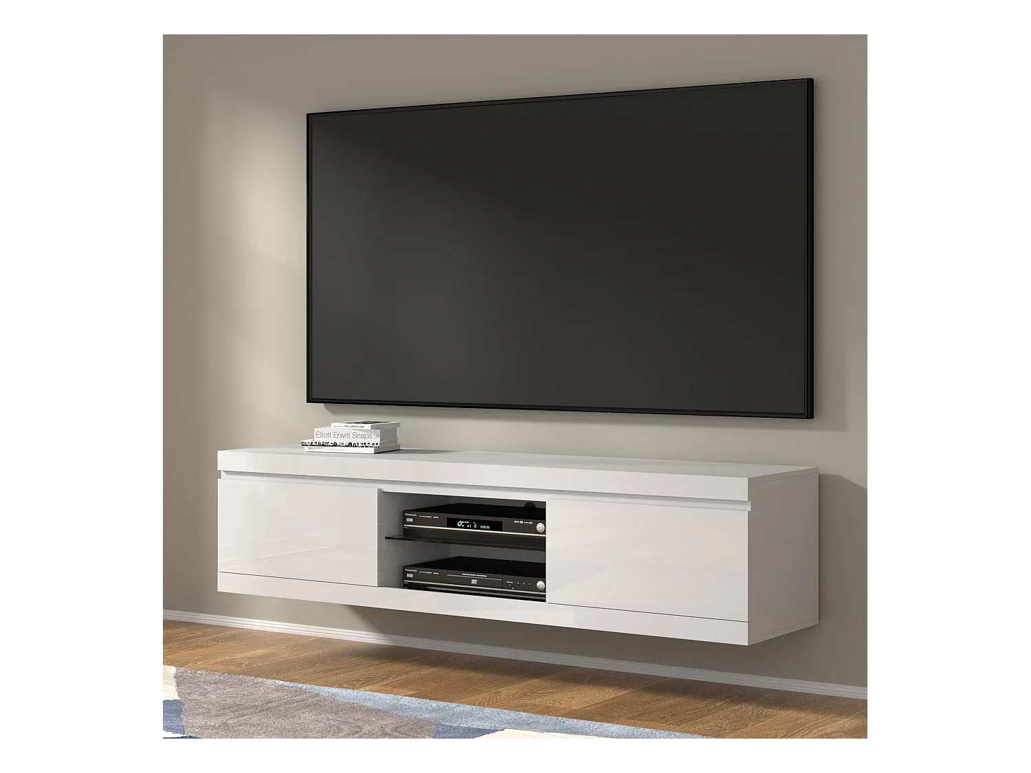 TV-meubel NET 180 hangend of staand wit mat / wit hoogglans (fronten)