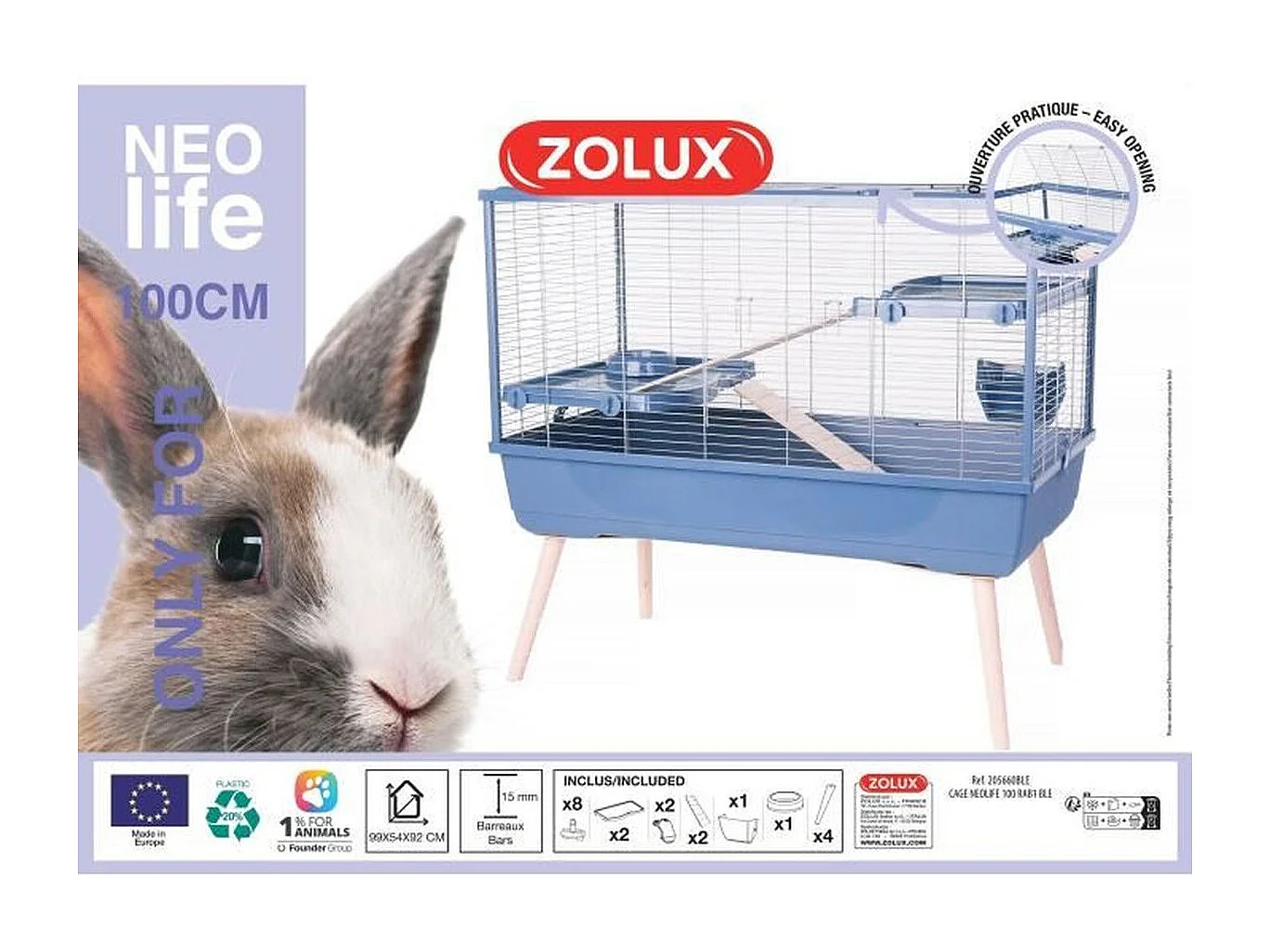 Cage à lapin Neolife 99 x 54 x 92 cm Neolife