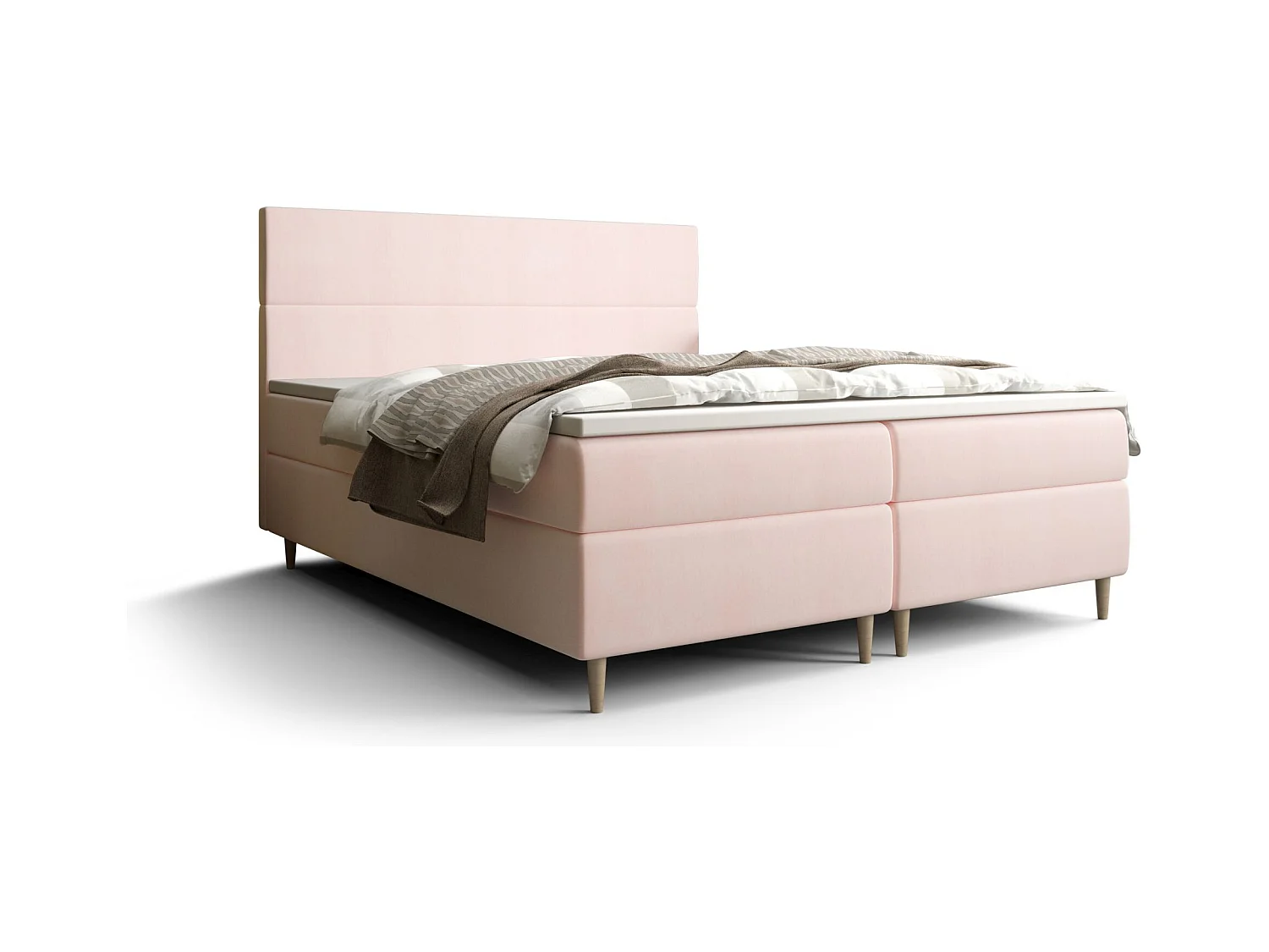 BEDANTE Lit boxspring FLO 160x200 Itaka 58 Rose Lit Litkasten Lit simple Lit d'hôtel Surmatelas Matelas Chambre à coucher Espace de rangement