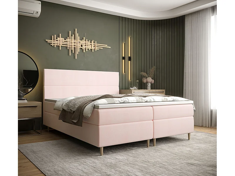 BEDANTE Boxspringbett FLO 160x200 Itaka 58 Rosa Bett Bettkasten Einzellbett Hotelbett Topper Matratze Schlafzimmer Stauraum