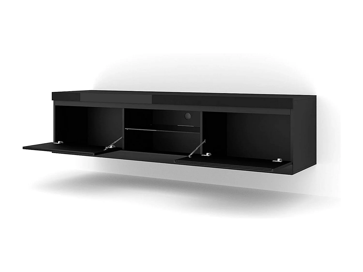 Meuble TV NET pour télévision 180 cm noir brillant