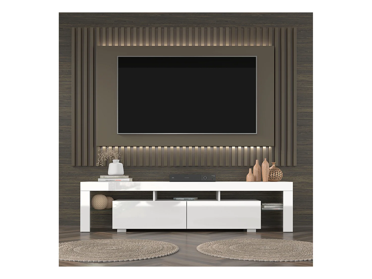 V-meubel Panama 190 cm wit / wit hoogglans