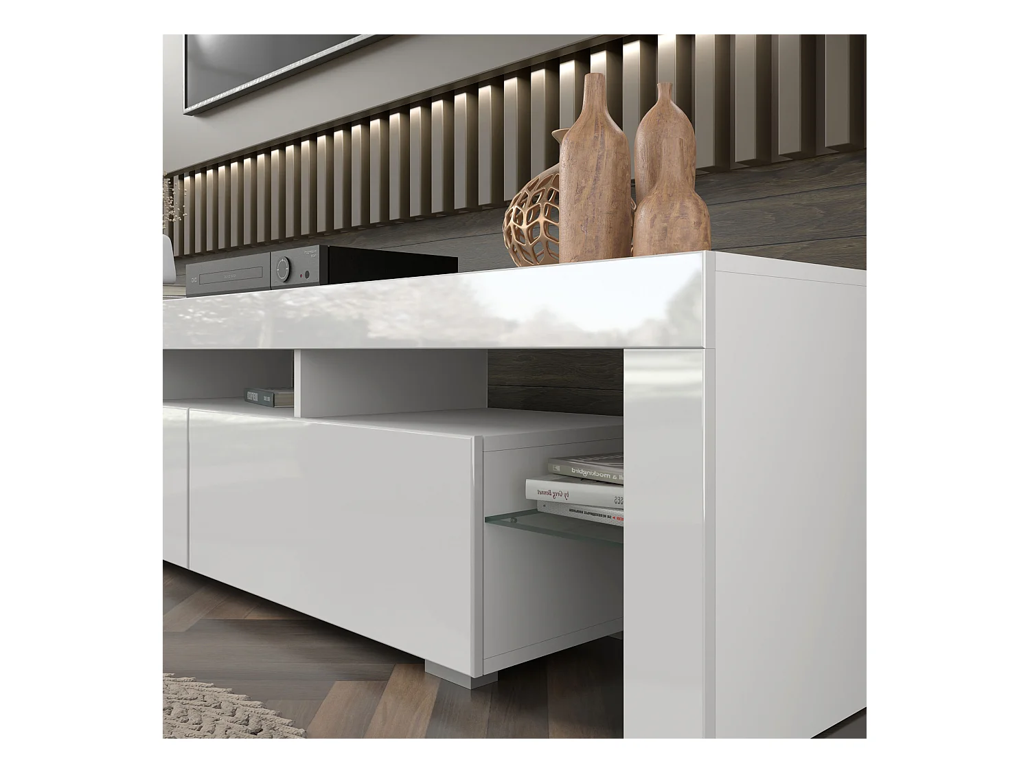 V-meubel Panama 190 cm wit / wit hoogglans