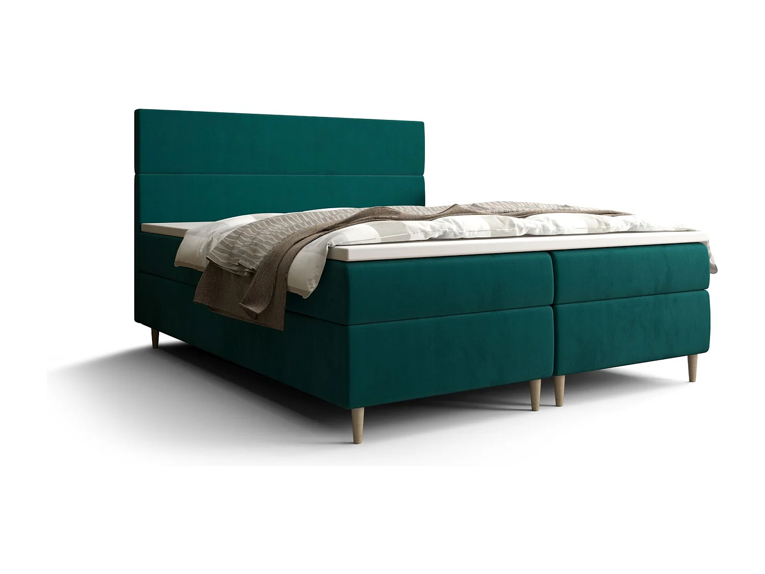 BEDANTE Boxspringbett FLO 140x200 Itaka 39 Grün Bett Bettkasten Einzellbett Hotelbett Topper Matratze Schlafzimmer Stauraum