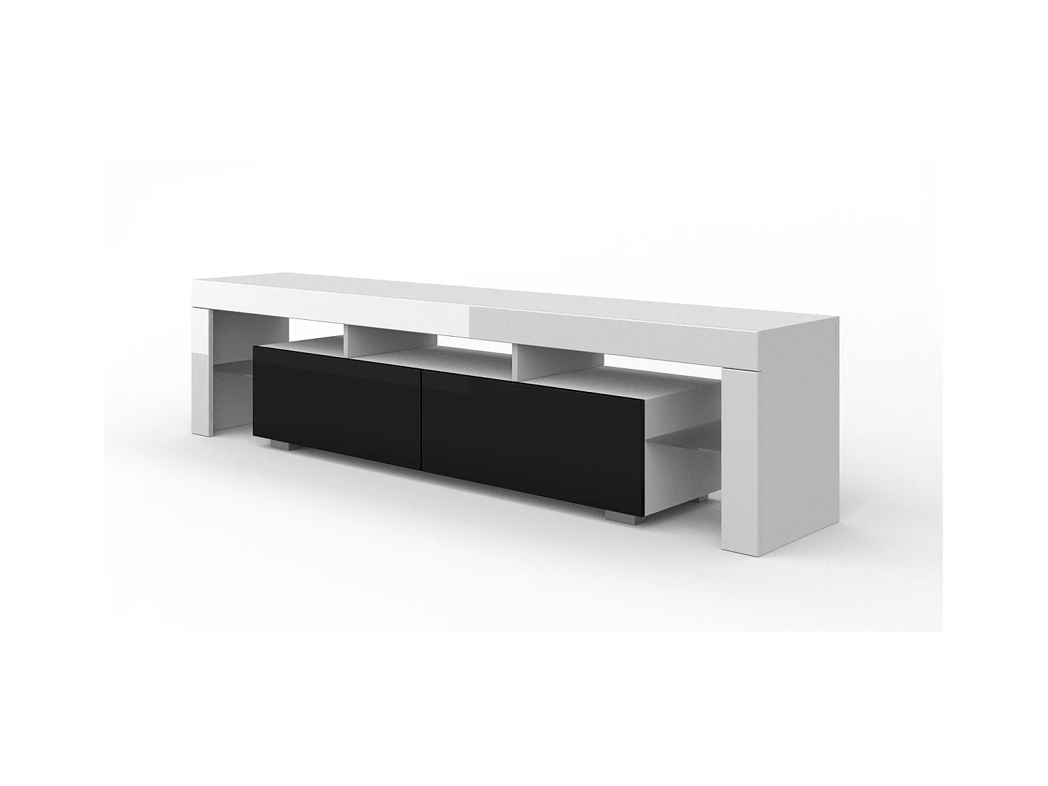 TV-meubel Panama 190 cm wit / zwart hoogglans