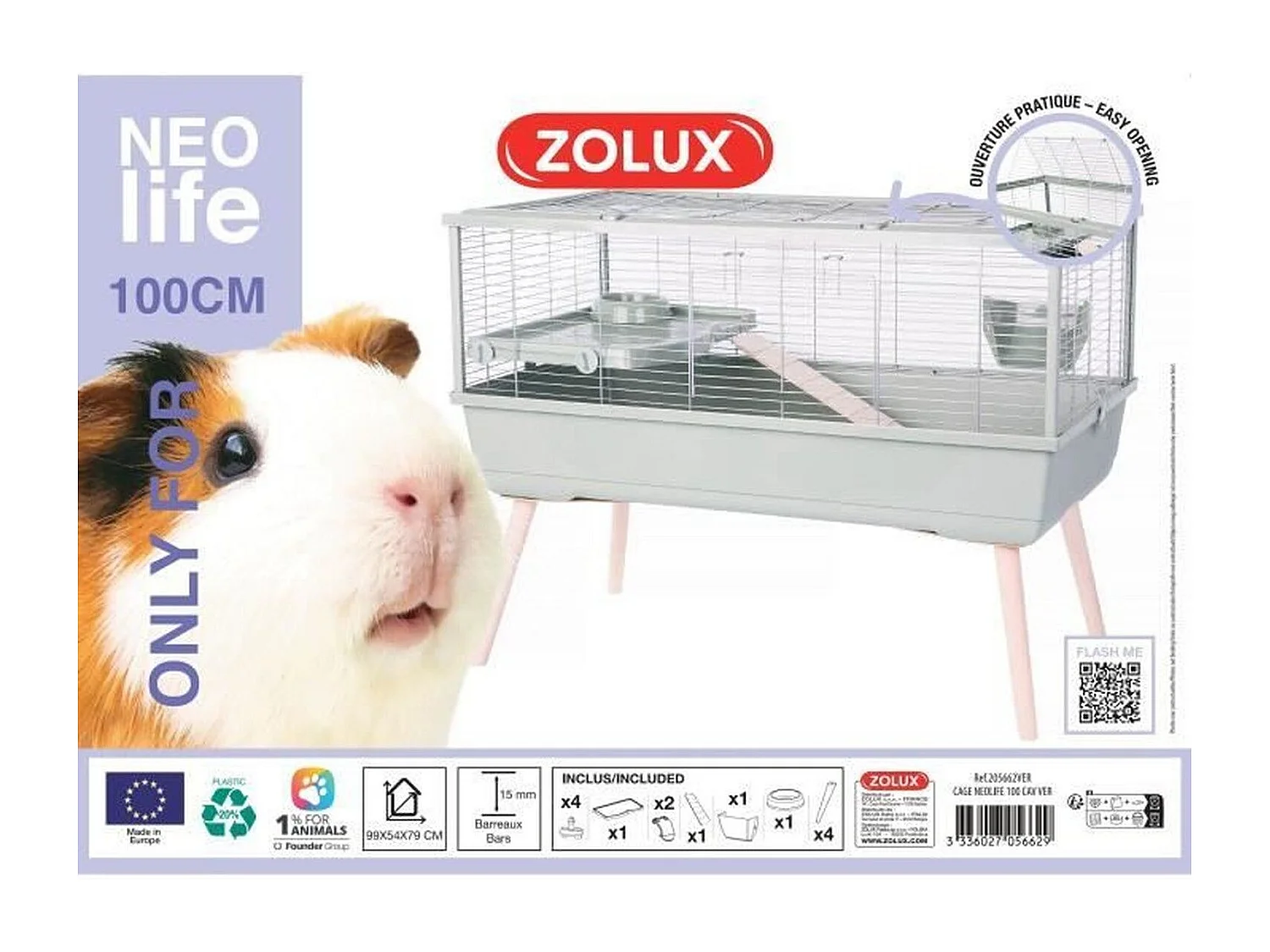 Cage pour cochon d'Inde 99 x 54 x 76 cm Neolife