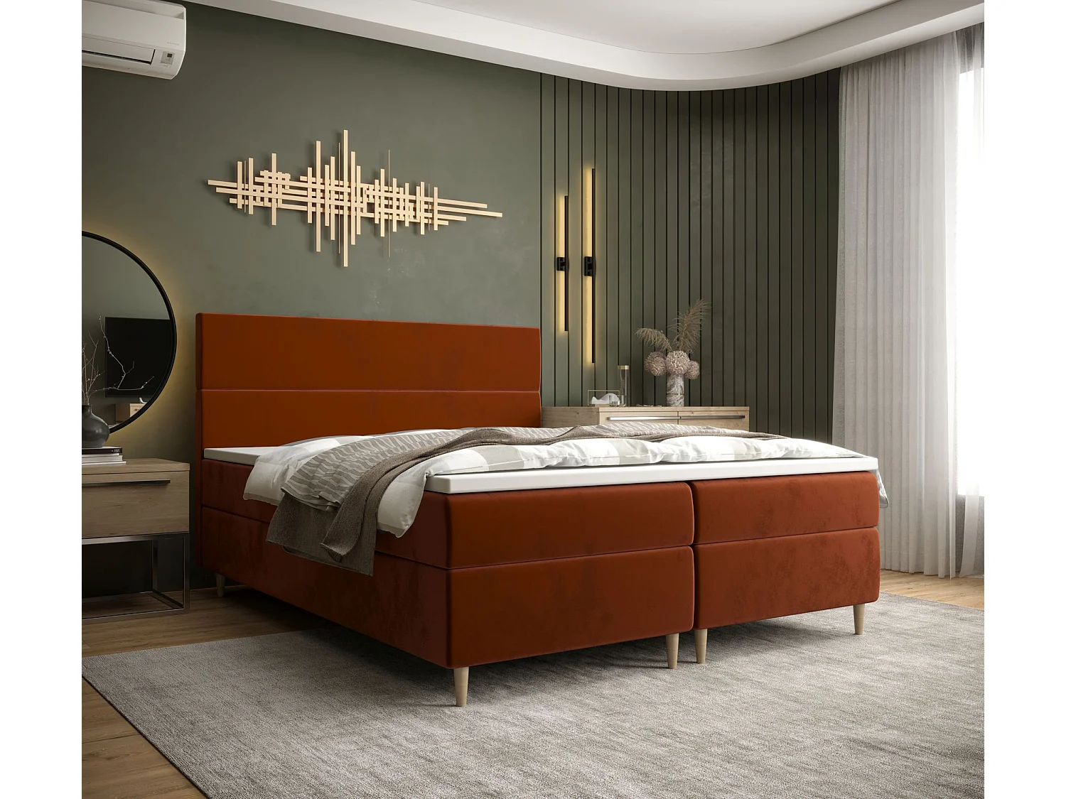 BEDANTE Boxspringbett FLO 140x200 Itaka 01 Braun Bett Bettkasten Einzellbett Hotelbett Topper Matratze Schlafzimmer Stauraum