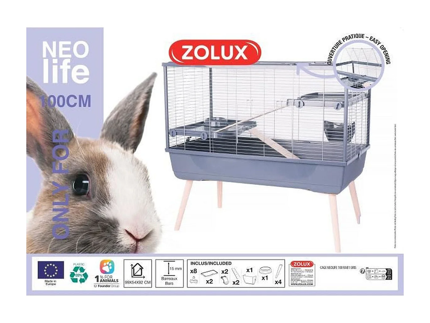 Cage à lapin Neolife 99 x 54 x 92 cm Neolife