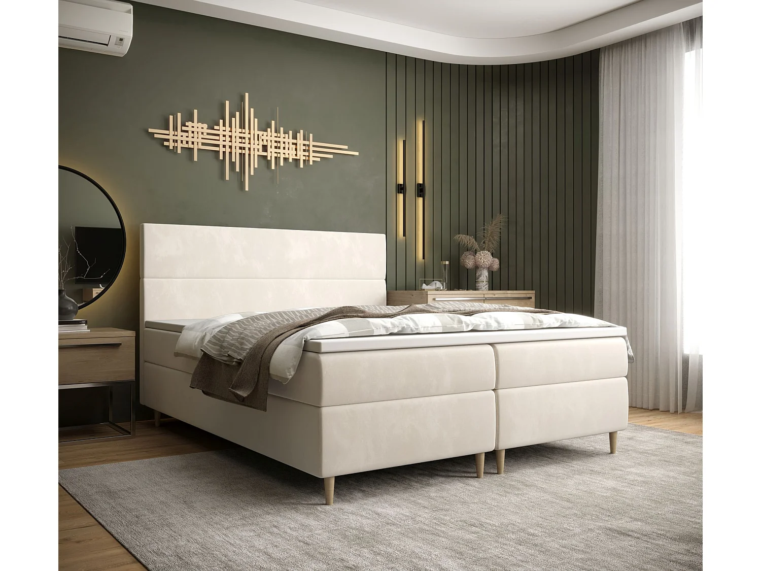 BEDANTE Boxspringbett FLO 180x200 Itaka 16 Creme Bett Bettkasten Einzellbett Hotelbett Topper Matratze Schlafzimmer Stauraum