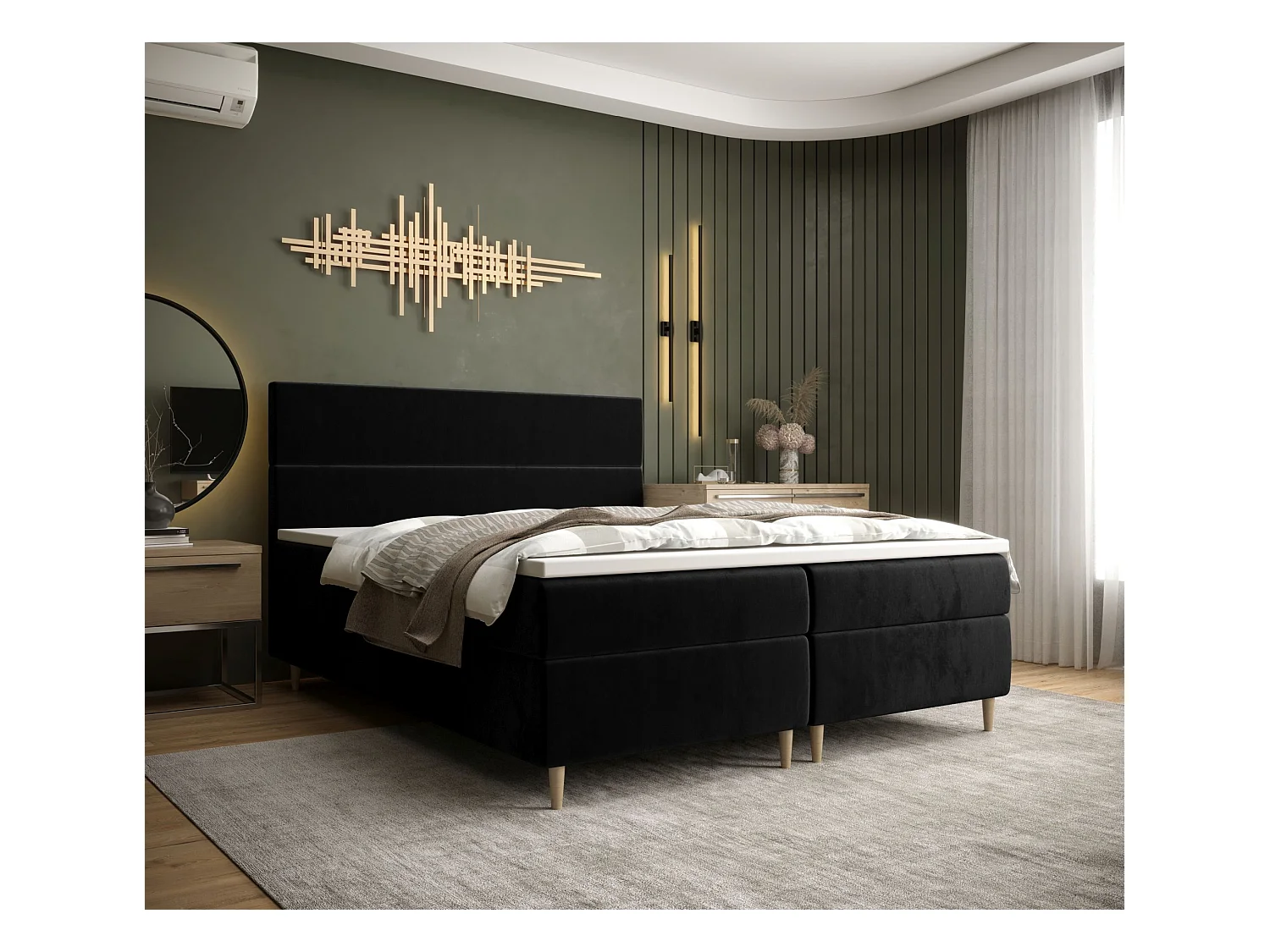 BEDANTE Boxspringbett FLO 160x200 Itaka 15 Schwarz Bett Bettkasten Einzellbett Hotelbett Topper Matratze Schlafzimmer Stauraum