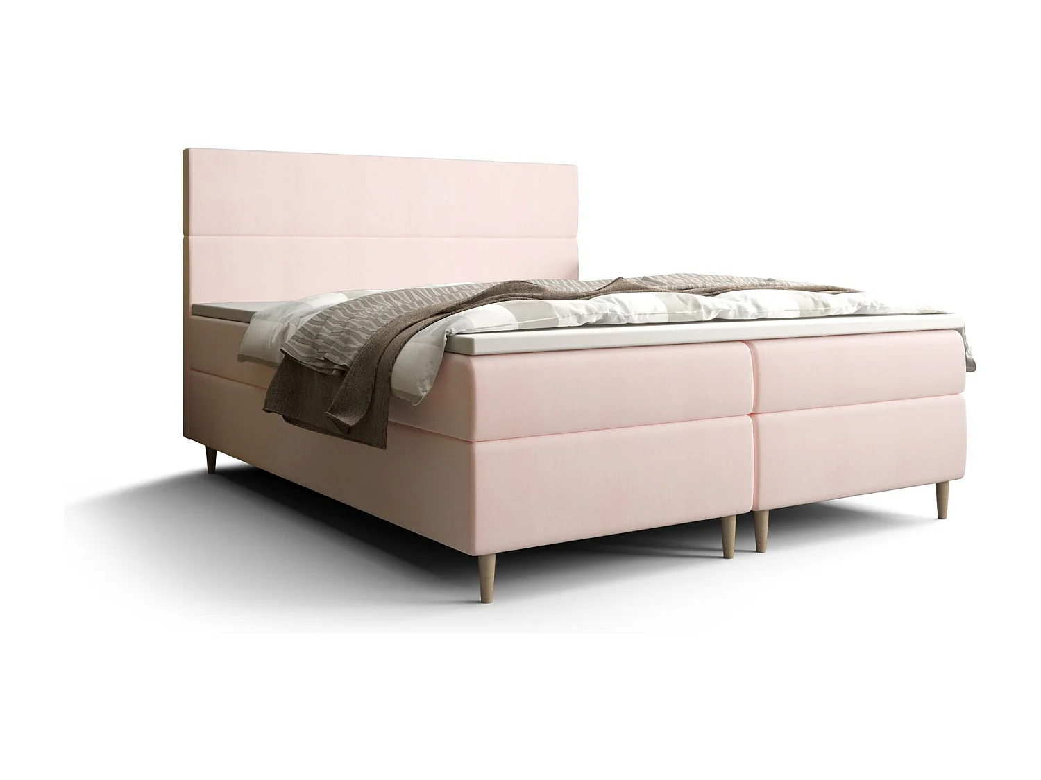 BEDANTE Lit boxspring FLO 140x200 Itaka 58 Rose Lit Litkasten Lit simple Lit d'hôtel Surmatelas Matelas Chambre à coucher Espace de rangement