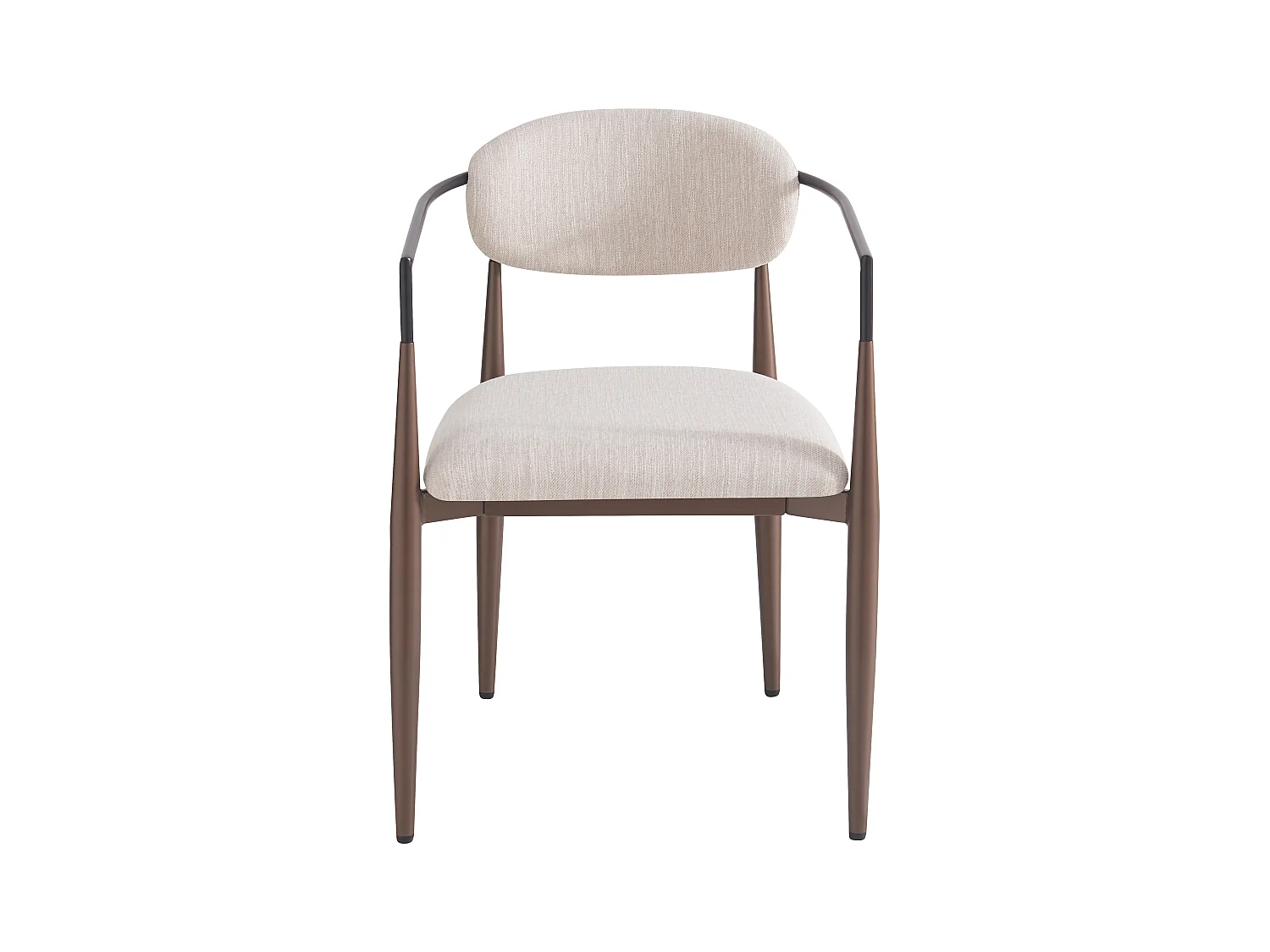 Set di 4 sedie in lino beige, struttura in metallo marrone