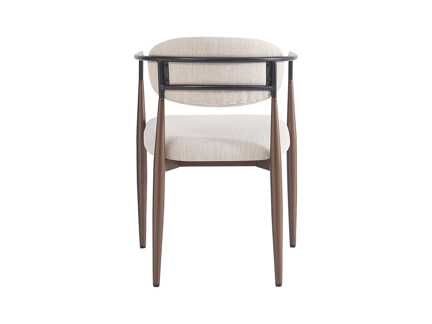 Set di 4 sedie in lino beige, struttura in metallo marrone