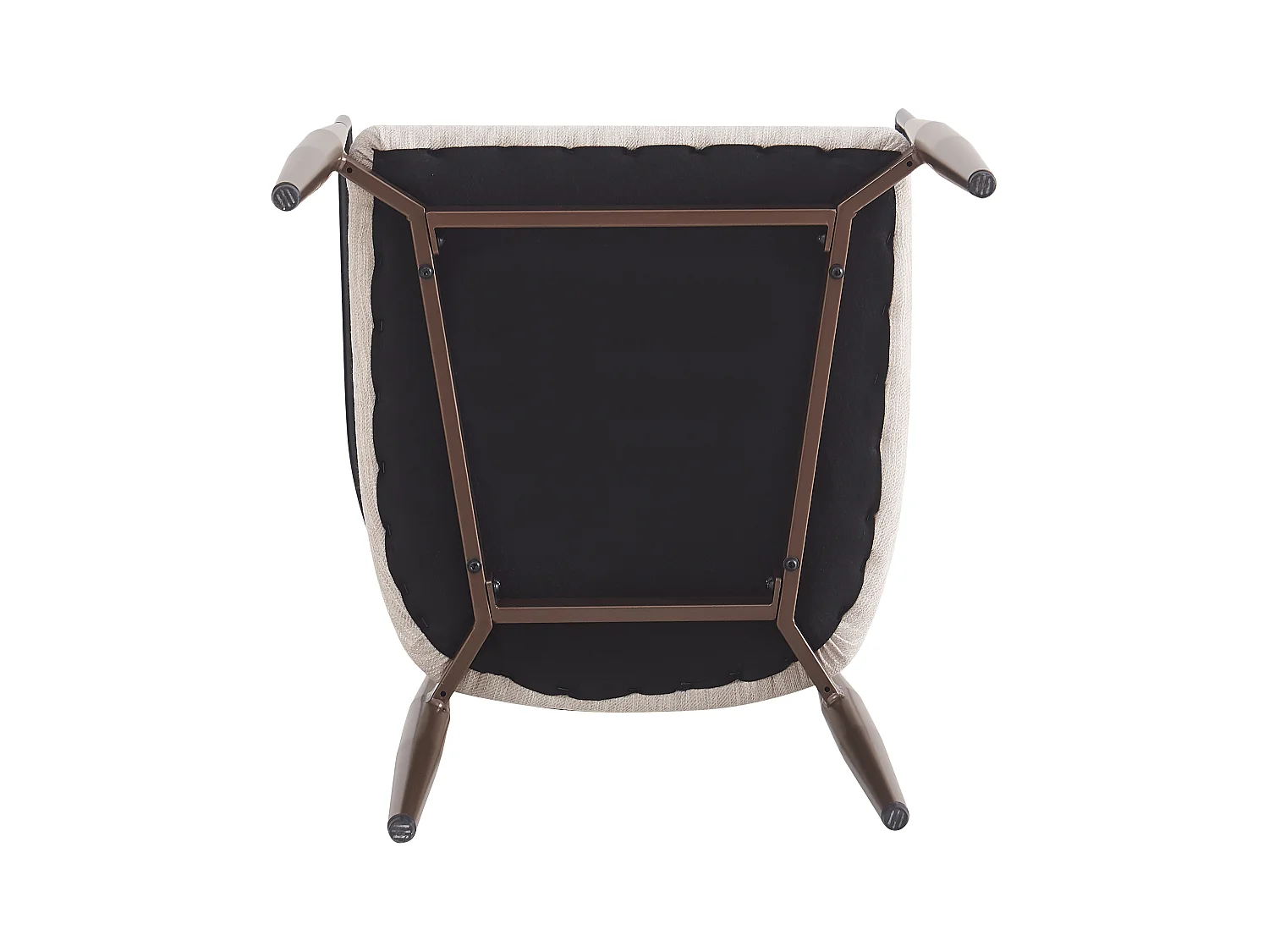 Set di 4 sedie in lino beige, struttura in metallo marrone