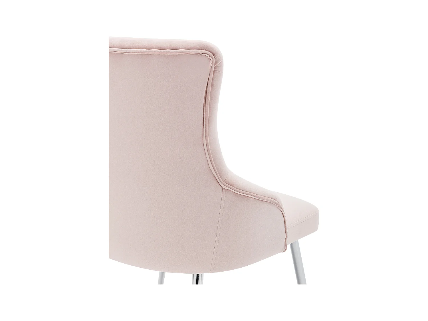 Lot de 4 chaises à boutons rose avec coussins lombaires et pieds en métal,velours