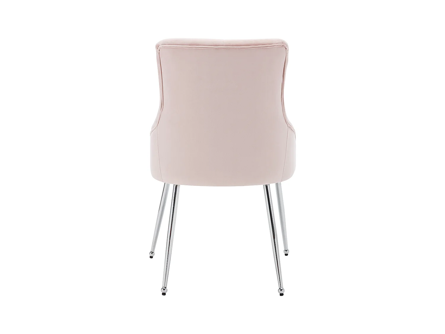 Lot de 4 chaises à boutons rose avec coussins lombaires et pieds en métal,velours
