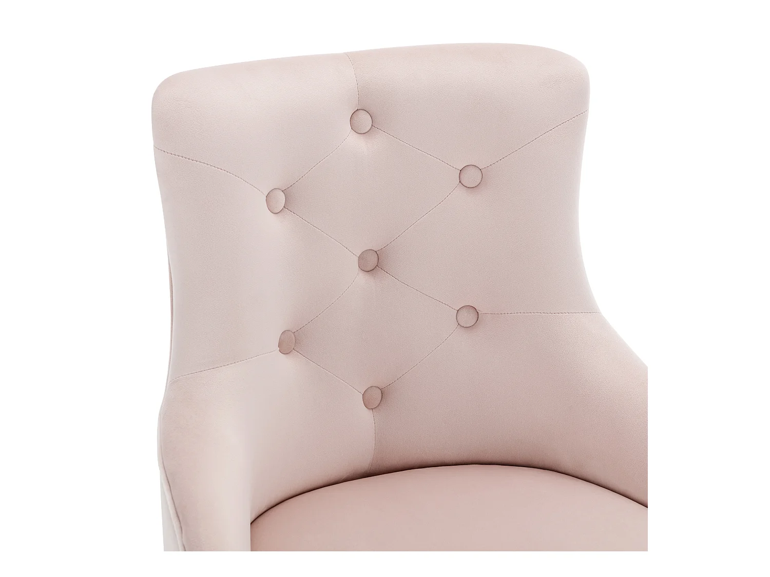 Lot de 4 chaises à boutons rose avec coussins lombaires et pieds en métal,velours