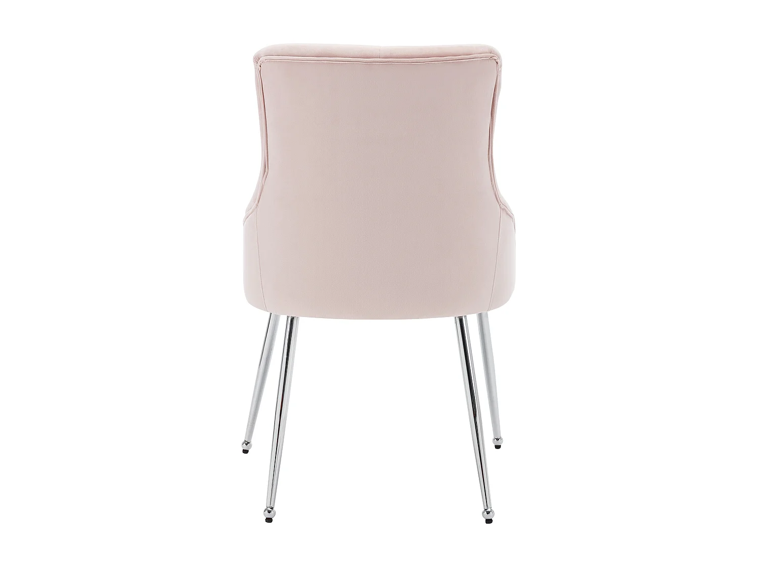 Lot de 4 chaises à boutons rose avec coussins lombaires et pieds en métal,velours