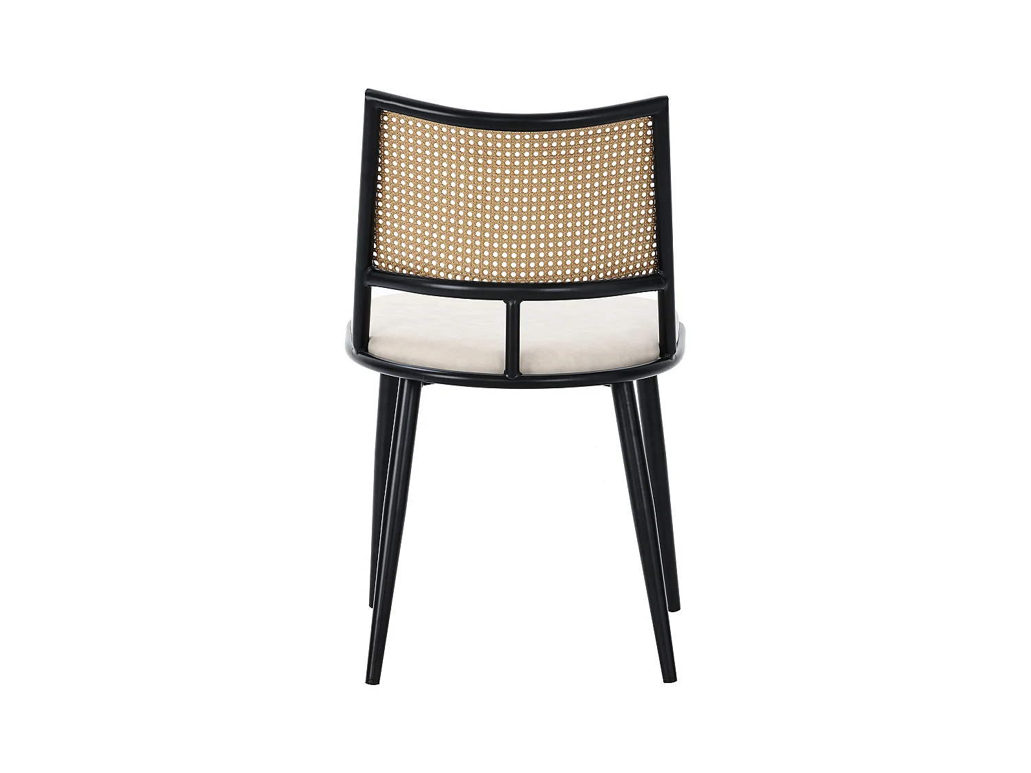 Set van 4 rotan fauteuils met PU-gevoerde zitting, zwart