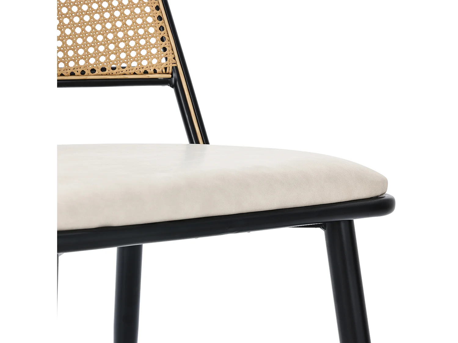 Set di 4 sedie  in rattan con seduta imbottita in PU, nere