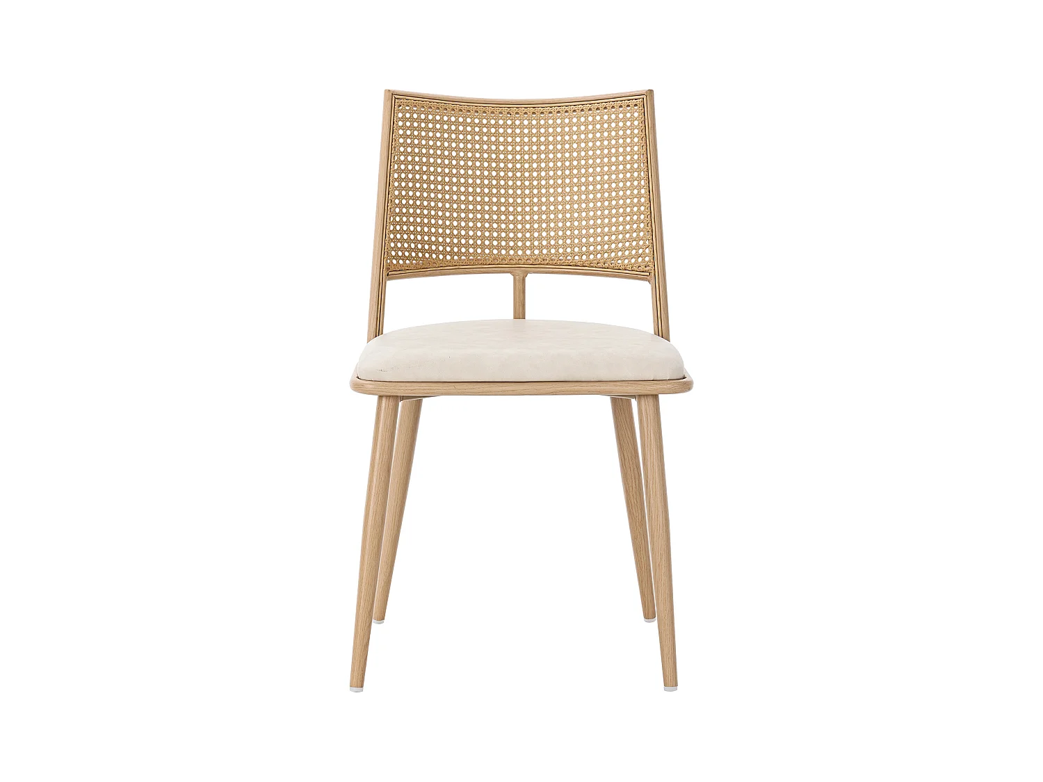 Lot de 4 chaises en rotin et Assise rembourrée en PU, beige