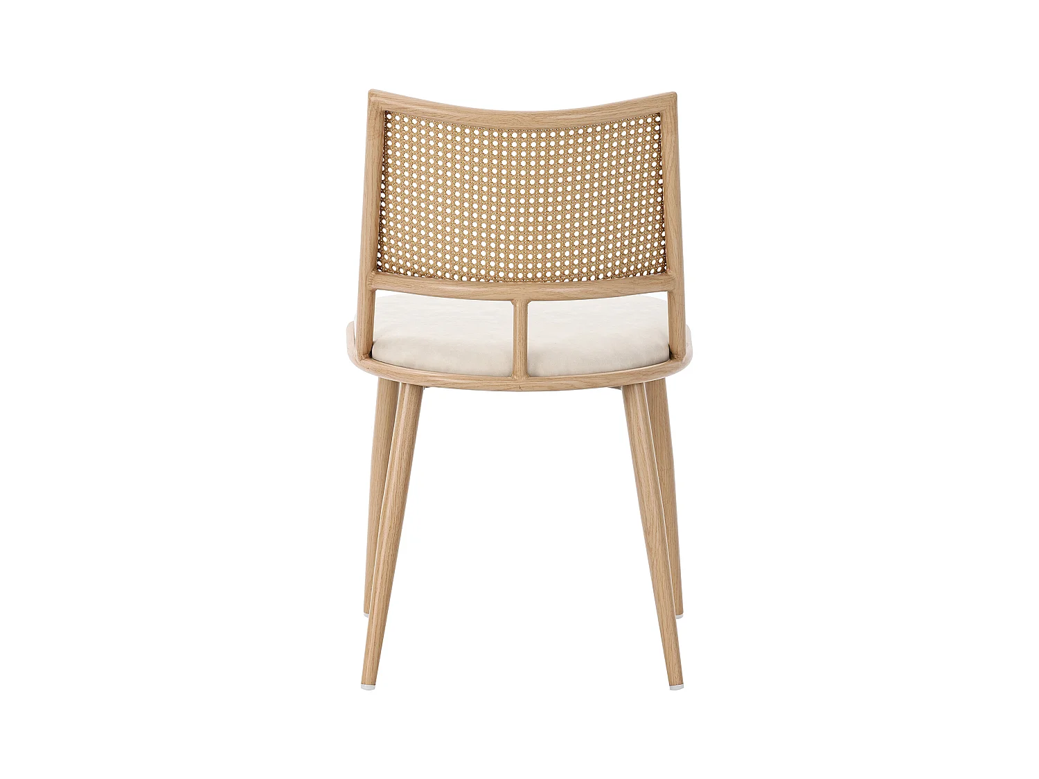 Lot de 4 chaises en rotin et Assise rembourrée en PU, beige