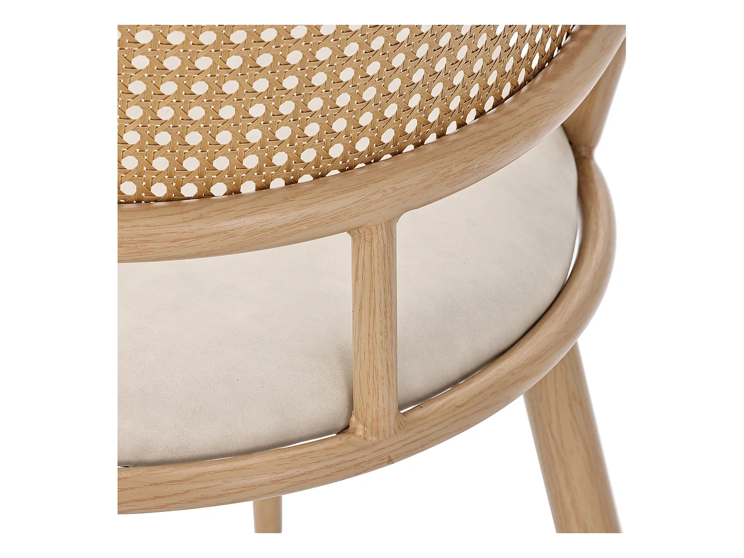 Lot de 4 chaises en rotin et Assise rembourrée en PU, beige