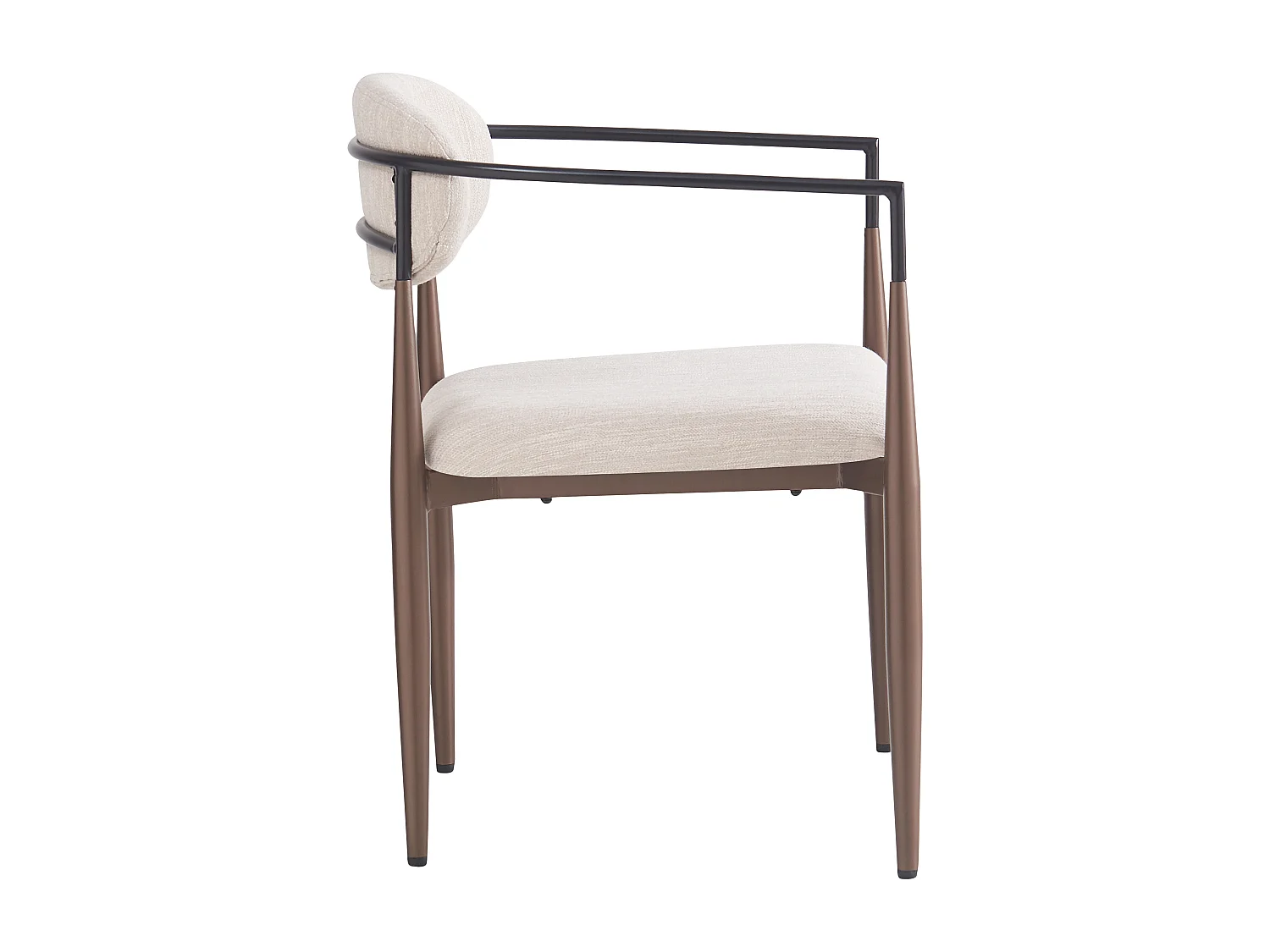 Lot de 6 chaises en lin beige, cadre en métal marron