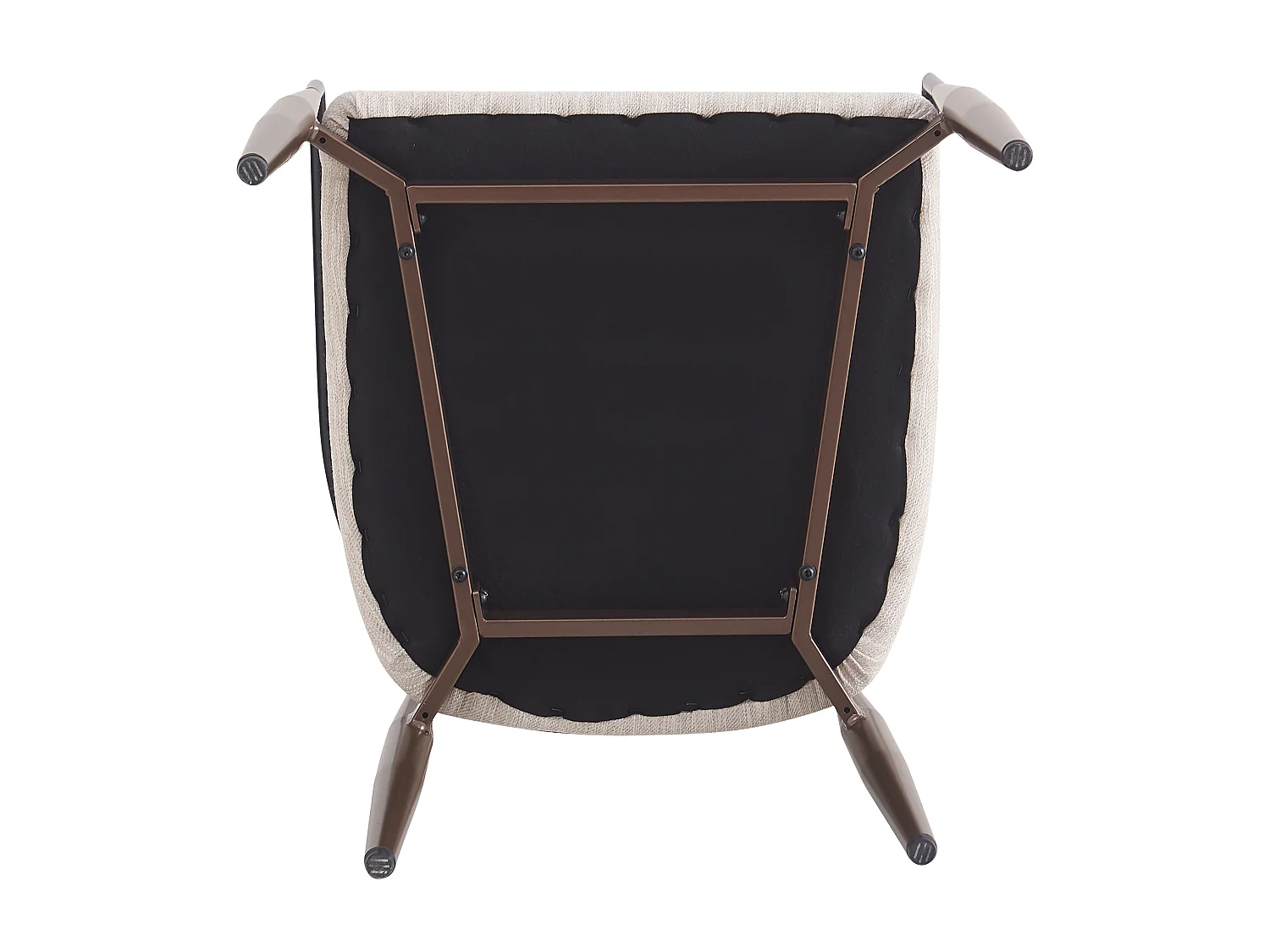 Lot de 6 chaises en lin beige, cadre en métal marron