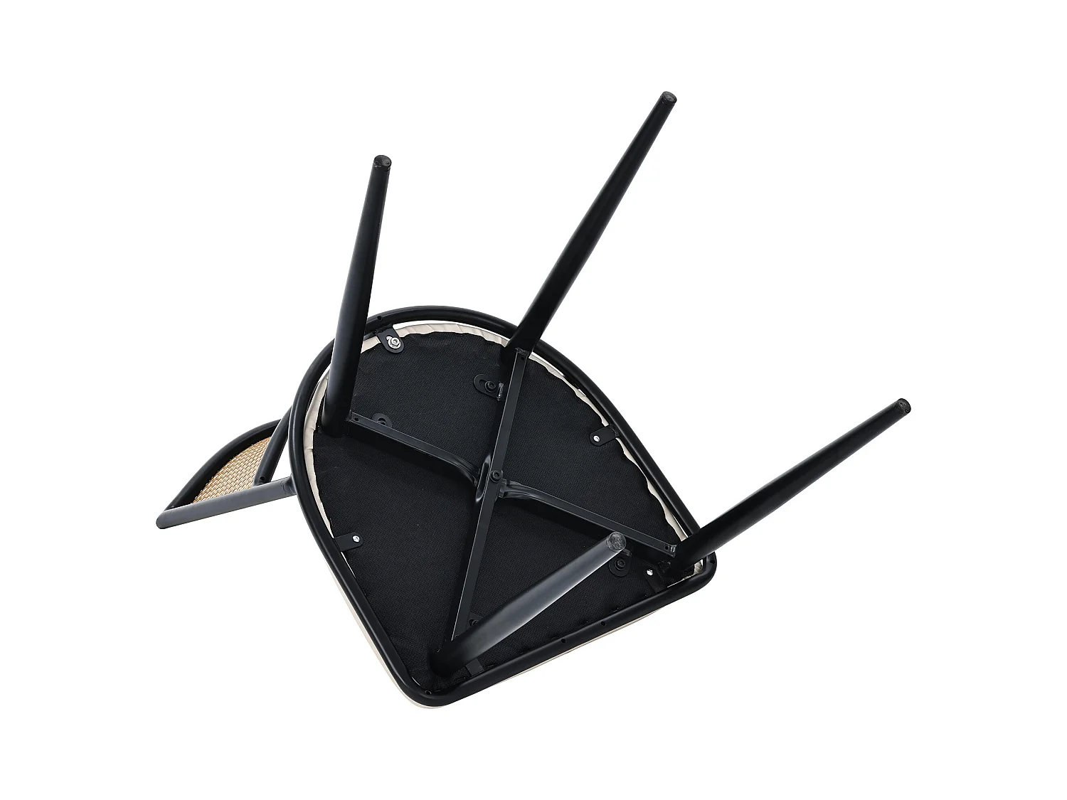 Lot de 6 chaises en rotin et Assise rembourrée en PU, noir