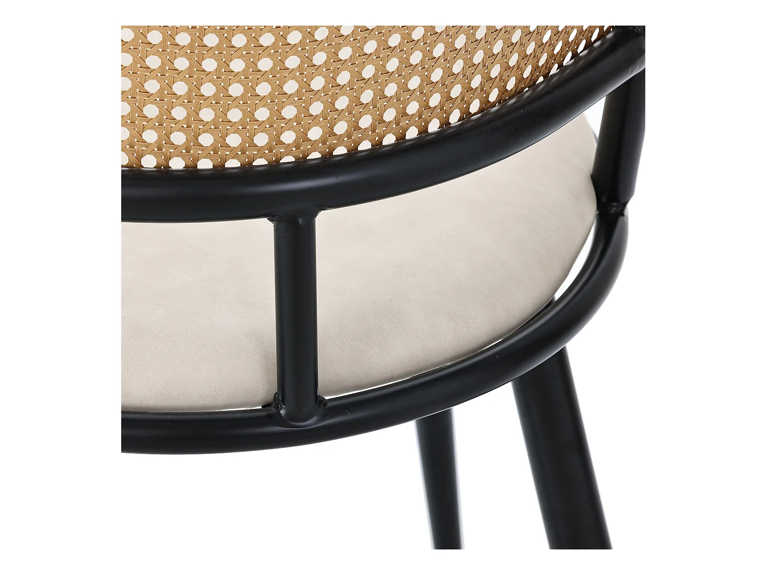 Set van 6 rotan fauteuils met PU-gevoerde zitting, zwart