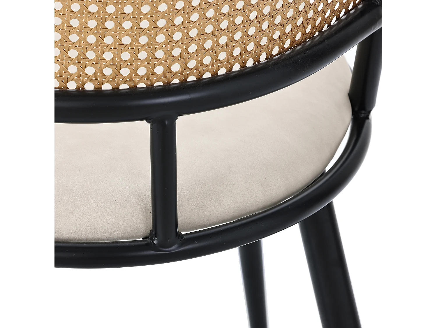 Set di 6 sedie  in rattan con seduta imbottita in PU, nere