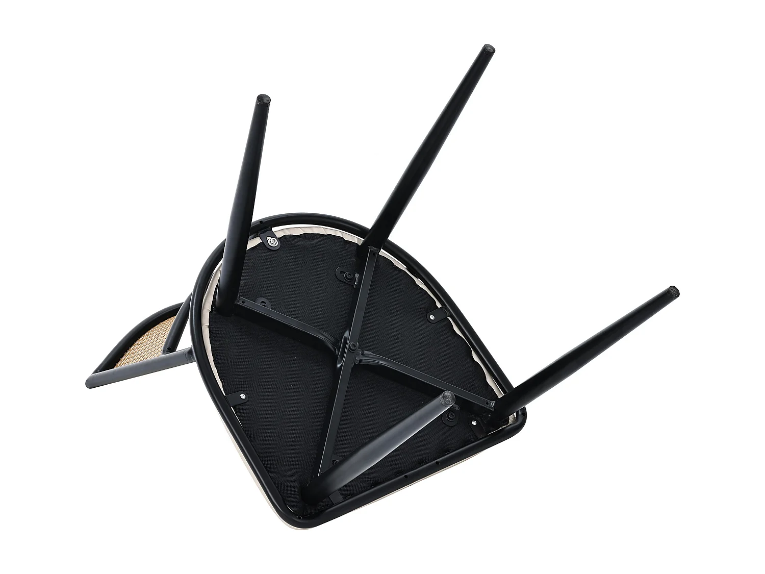 Set di 6 sedie  in rattan con seduta imbottita in PU, nere