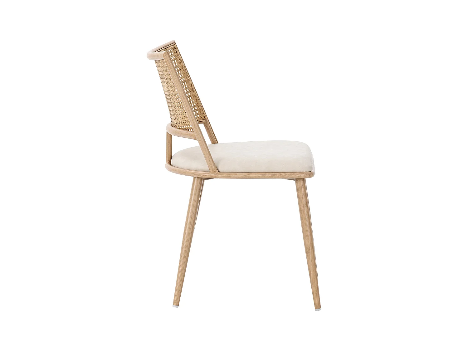 Lot de 6 chaises en rotin et Assise rembourrée en PU, beige