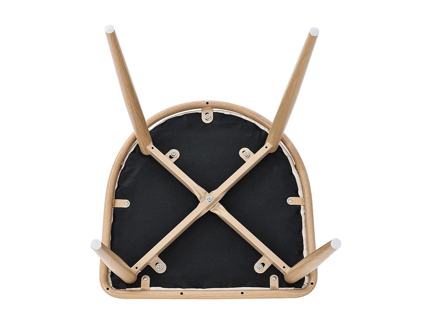 Set van 6 rotan fauteuils met PU-gevoerde zitting, beige