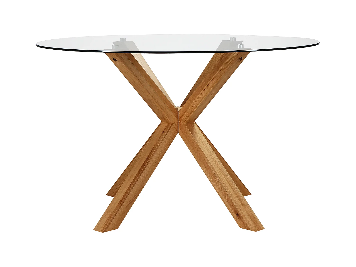 Table à manger ronde en chêne et en verre 6 personnes