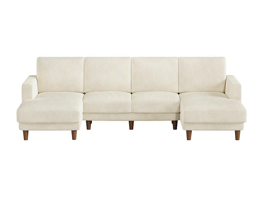 Gran sofá de esquina panorámico - 4 plazas - chaise longue 109cm - de pana - 269x140x86 - Beige