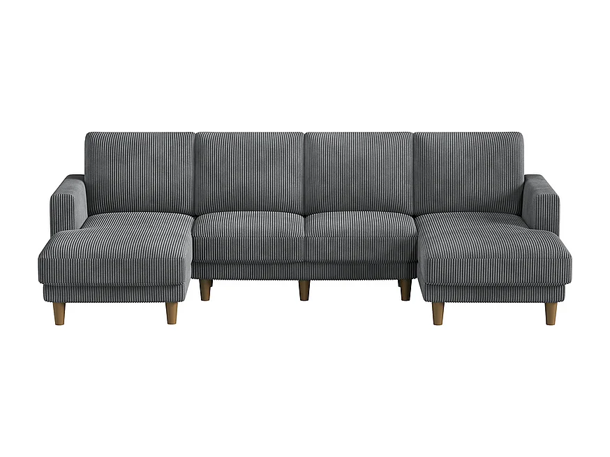 Gran sofá de esquina panorámico - 4 plazas - chaise longue 109cm - de pana - 269x140x86 - Gris