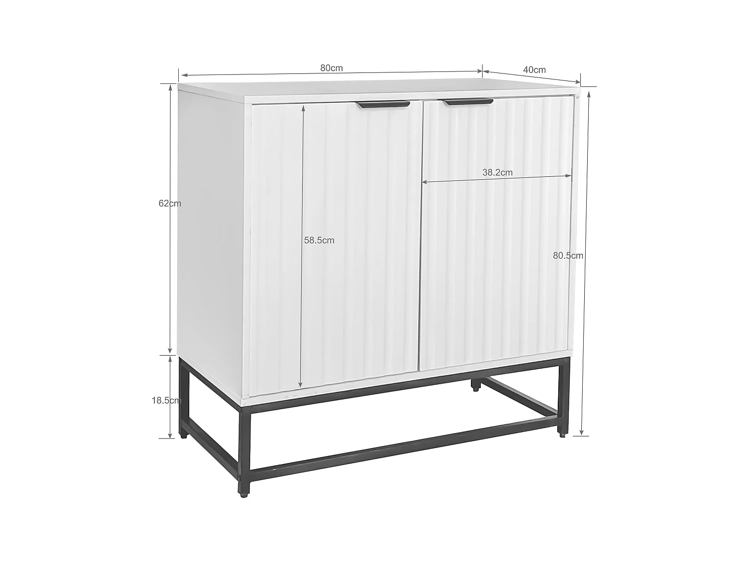 Buffet da tavolo in pannello E1 15mm con porte ondulate, per salone o camera, beige chiaro