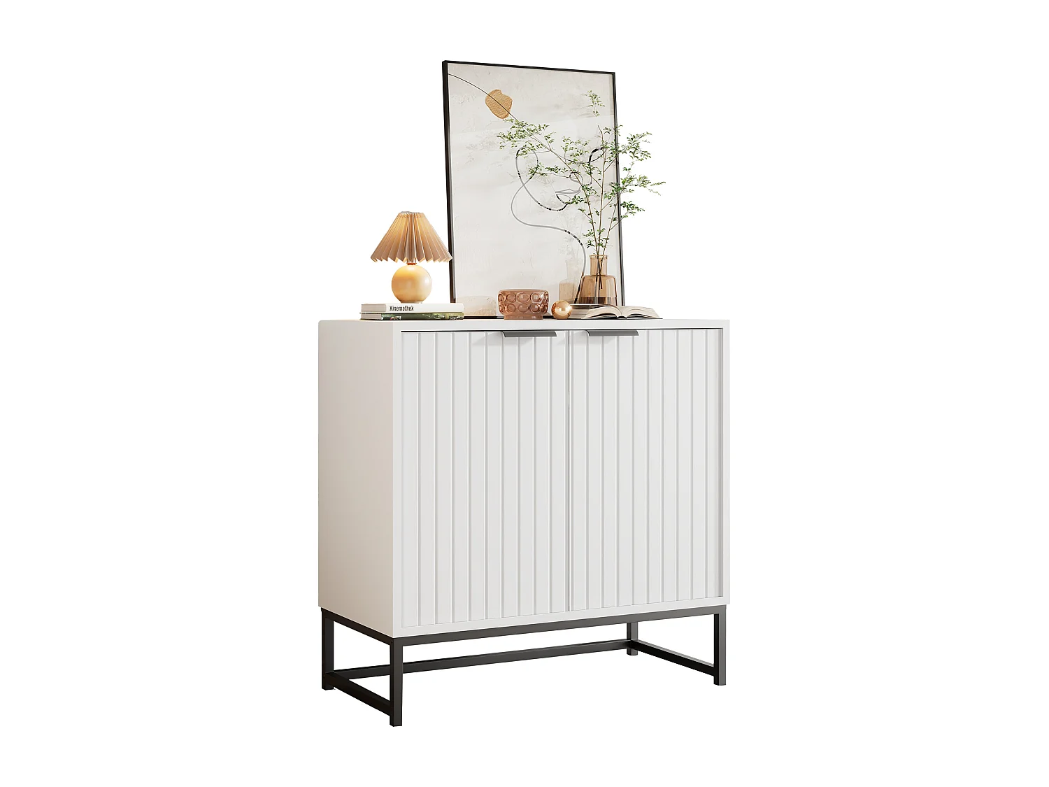 Aparador con puertas onduladas y paneles E1 de 15 mm, para salón o dormitorio, color beige claro