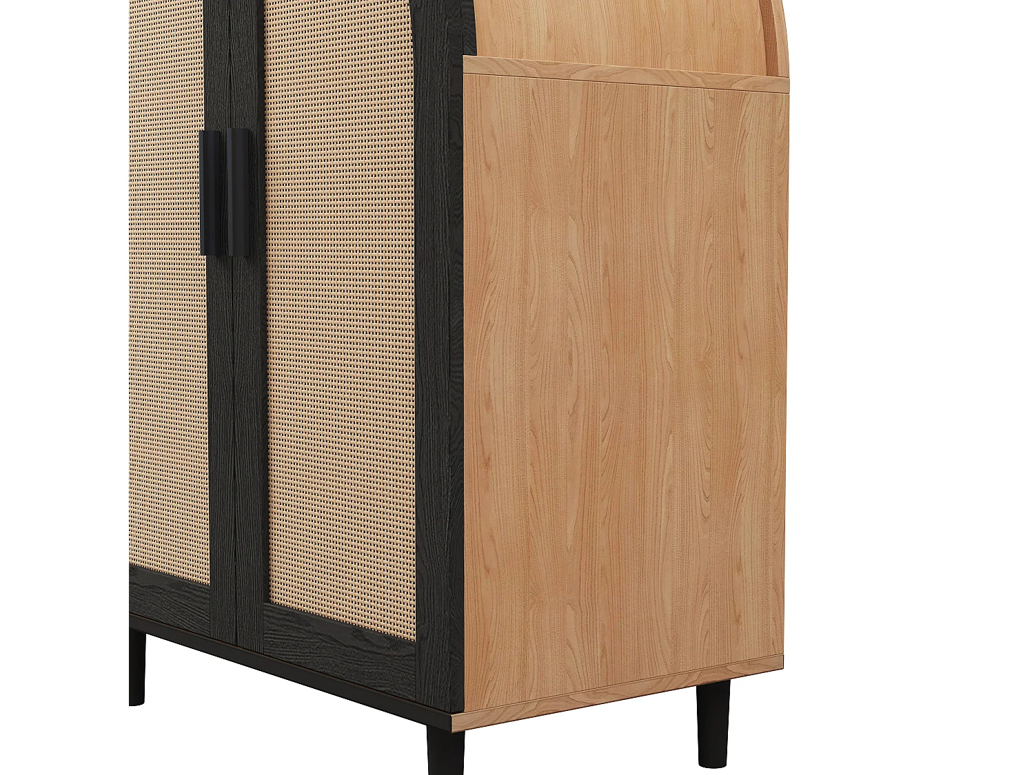 Aparador moderno em madeira MDF com portas de vime e prateleiras ajustáveis para entrada preta 100 cm