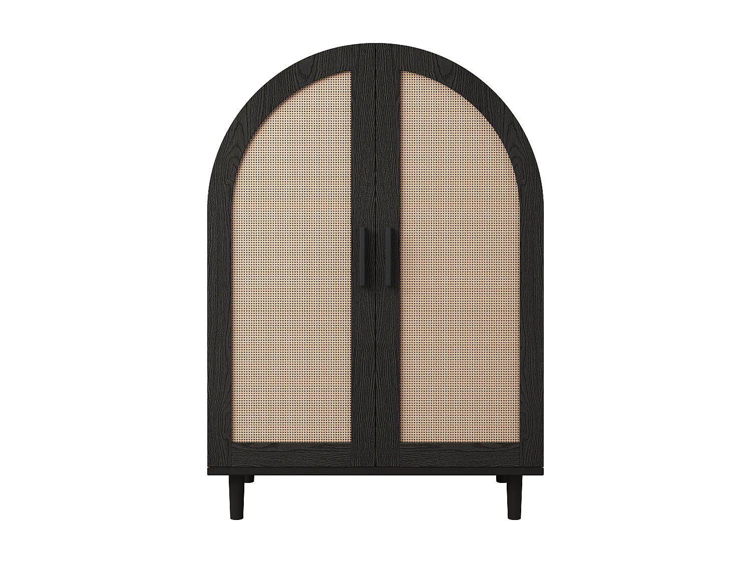 Aparador moderno em madeira MDF com portas de vime e prateleiras ajustáveis para entrada preta 100 cm