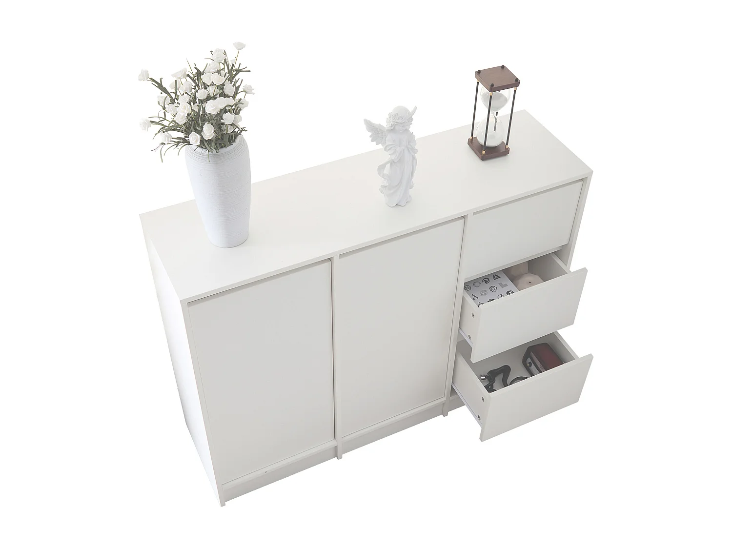 Mueble de entrada de madera MDF, mueble de almacenaje versátil con cajón y estante regulable, blanco, 90x30x80cm