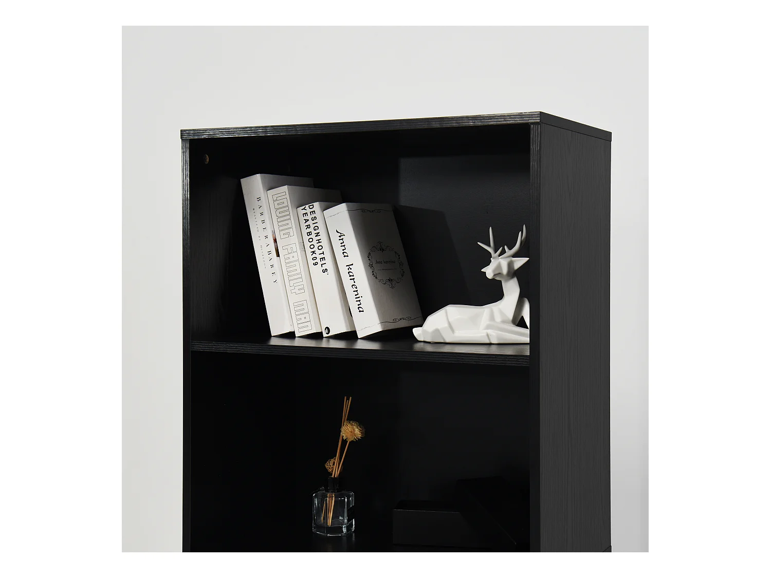 Estante de painéis de madeira com prateleiras abertas e armazenamento fechado para sala de estar e quarto 160 cm