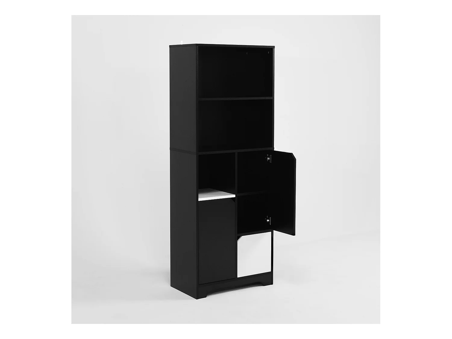 Estante de painéis de madeira com prateleiras abertas e armazenamento fechado para sala de estar e quarto 160 cm