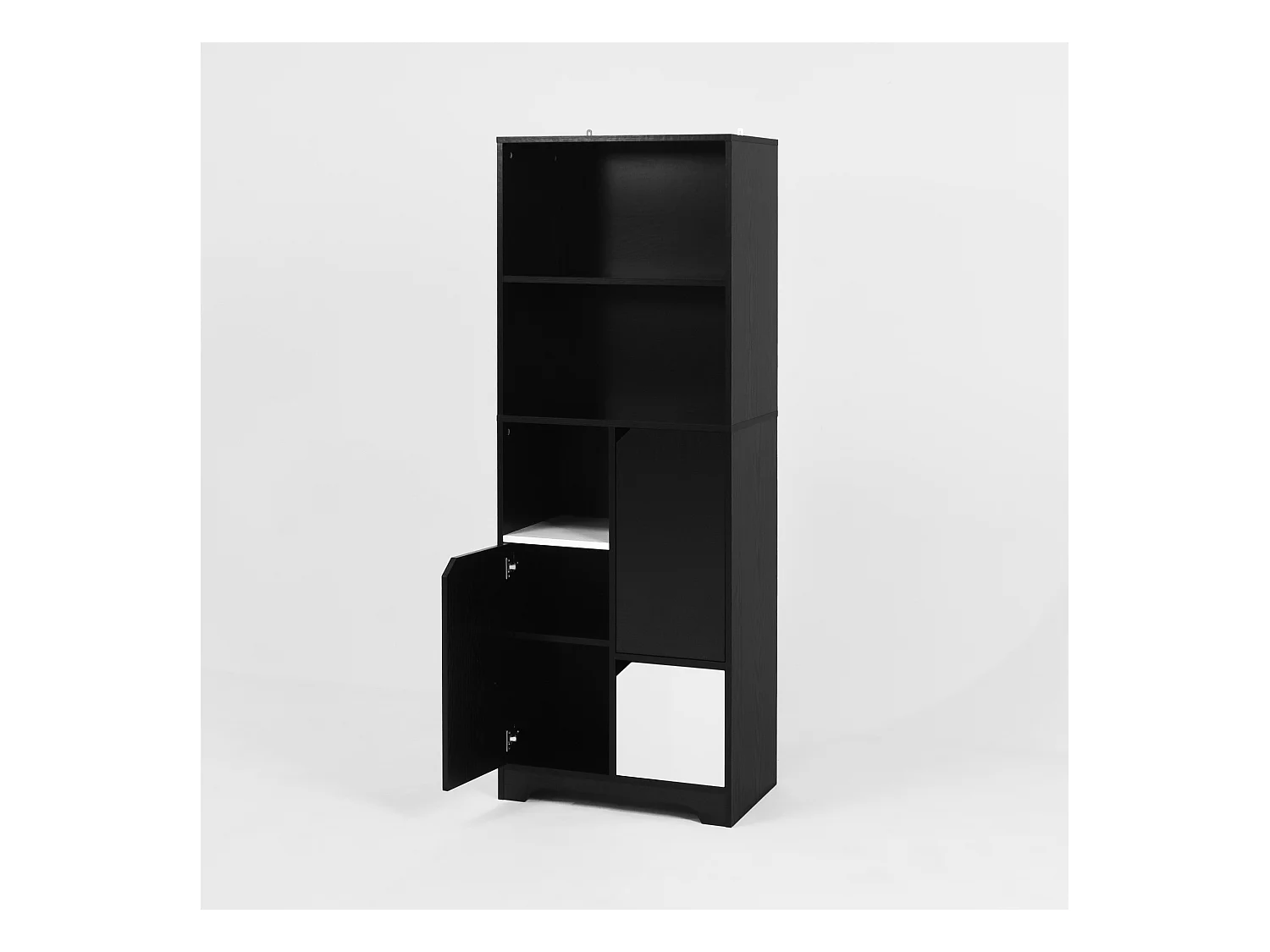 Estante de painéis de madeira com prateleiras abertas e armazenamento fechado para sala de estar e quarto 160 cm