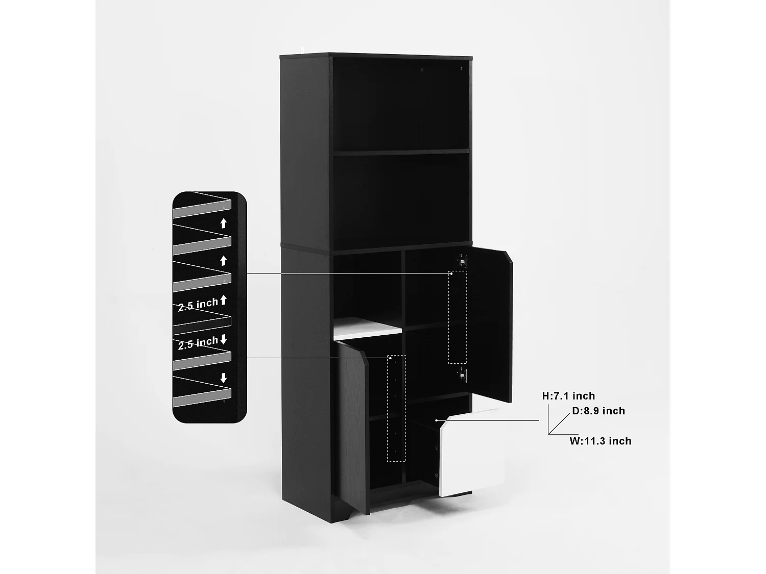 Bibliothèque en Panneau Bois avec Étagères Ouvertes et Rangement Fermé pour Salon Chambre 160 cm