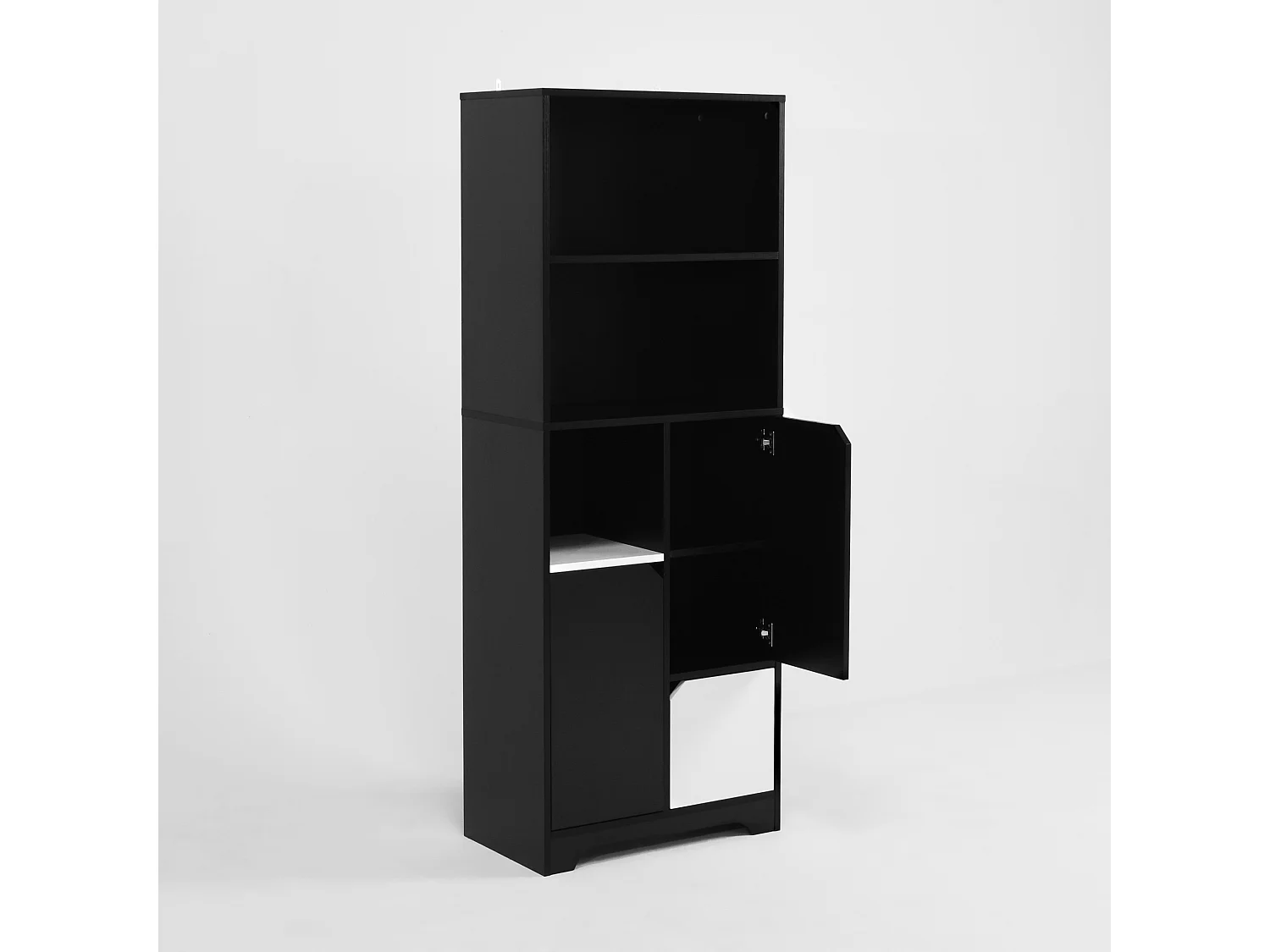 Bibliothèque en Panneau Bois avec Étagères Ouvertes et Rangement Fermé pour Salon Chambre 160 cm