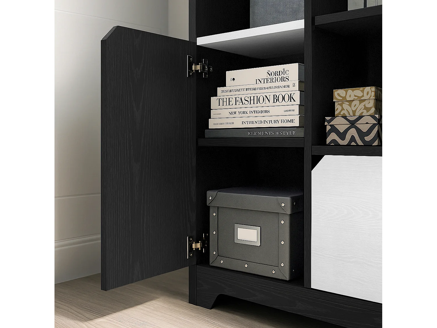 Bibliothèque en Panneau Bois avec Étagères Ouvertes et Rangement Fermé pour Salon Chambre 160 cm