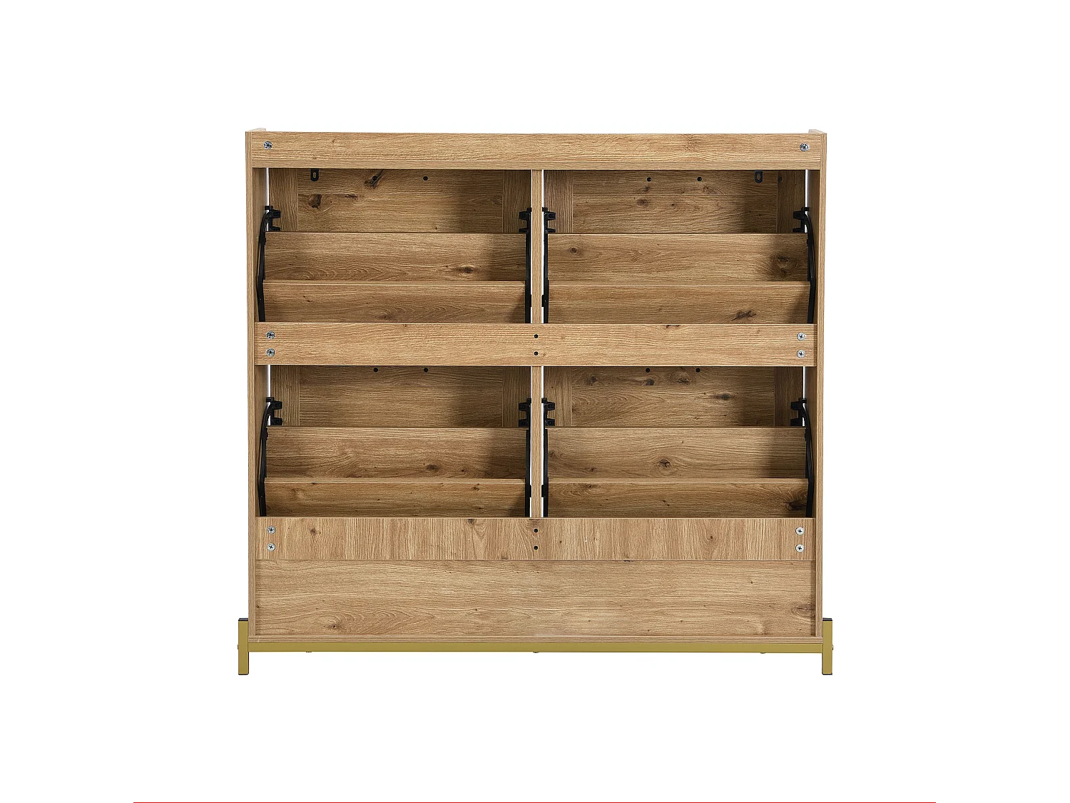 Sapateira compacta de madeira e metal com 3 abas para corredor 108,5x24x100cm cinza